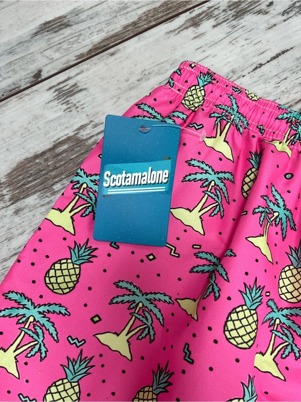 Scotamalone Mens XL Hot Pink Pineapple Palm Tree Swim Trunks Board Shorts NWT
